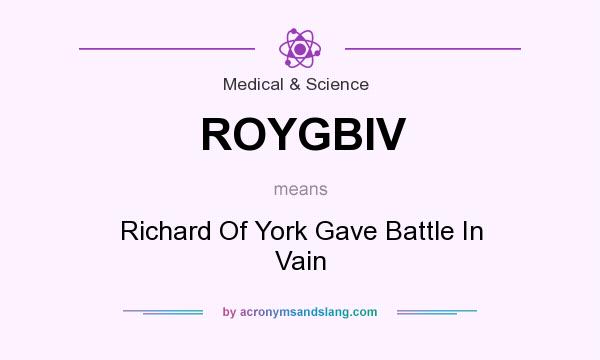 What does ROYGBIV mean? It stands for Richard Of York Gave Battle In Vain
