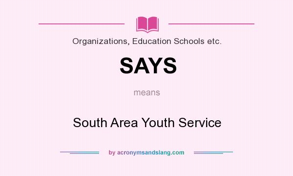 What does SAYS mean? It stands for South Area Youth Service