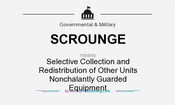 What does SCROUNGE mean? It stands for Selective Collection and Redistribution of Other Units Nonchalantly Guarded Equipment