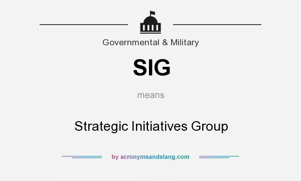 What does SIG mean? It stands for Strategic Initiatives Group