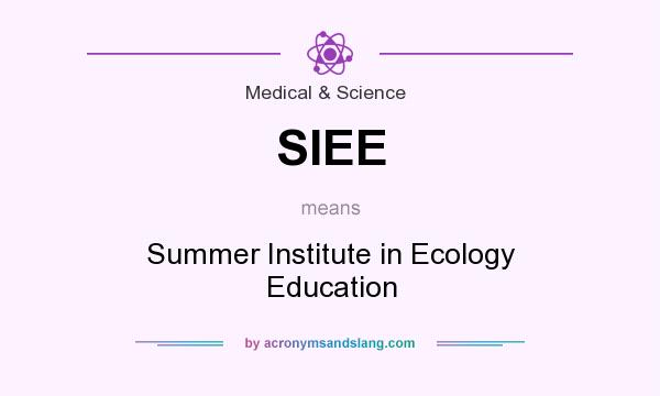 What does SIEE mean? It stands for Summer Institute in Ecology Education