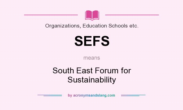What does SEFS mean? It stands for South East Forum for Sustainability