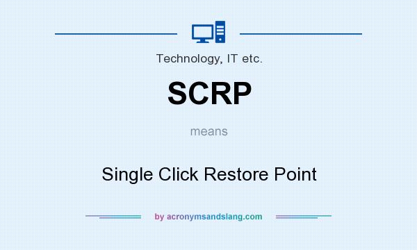What does SCRP mean? It stands for Single Click Restore Point