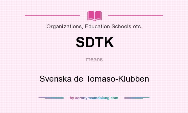 What does SDTK mean? It stands for Svenska de Tomaso-Klubben