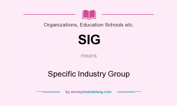 What does SIG mean? It stands for Specific Industry Group