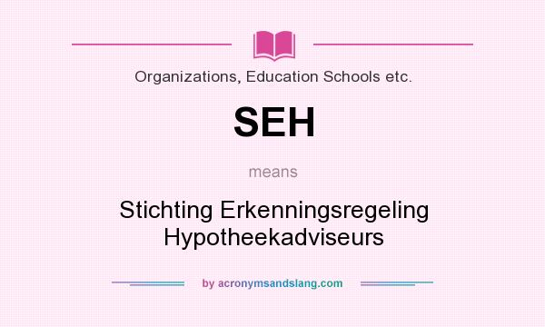 What does SEH mean? It stands for Stichting Erkenningsregeling Hypotheekadviseurs