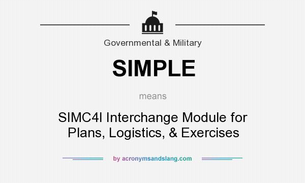 What does SIMPLE mean? It stands for SIMC4I Interchange Module for Plans, Logistics, & Exercises