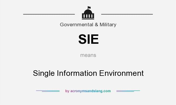 What does SIE mean? It stands for Single Information Environment