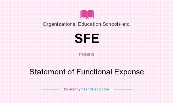 What does SFE mean? It stands for Statement of Functional Expense