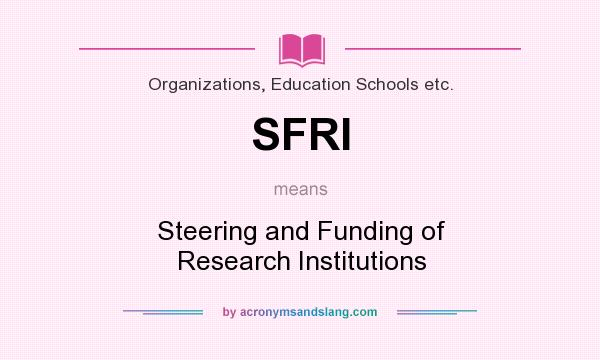 What does SFRI mean? It stands for Steering and Funding of Research Institutions