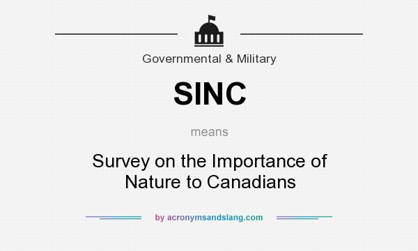 What does SINC mean? It stands for Survey on the Importance of Nature to Canadians