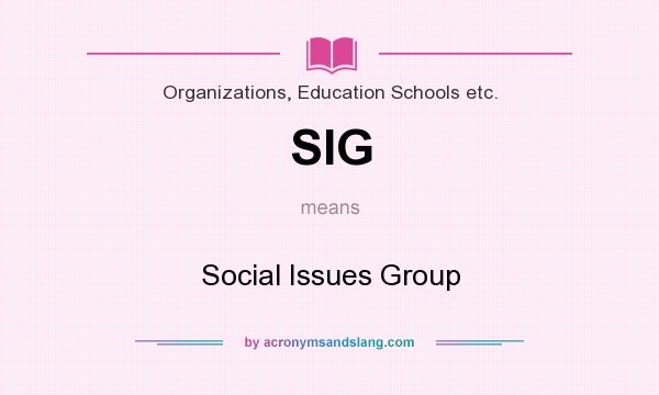 What does SIG mean? It stands for Social Issues Group