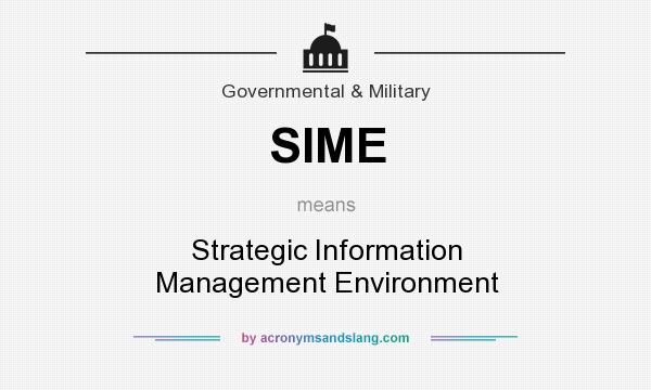 What does SIME mean? It stands for Strategic Information Management Environment