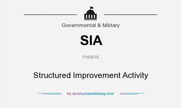 What does SIA mean? It stands for Structured Improvement Activity