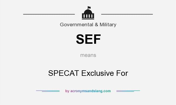 What does SEF mean? It stands for SPECAT Exclusive For