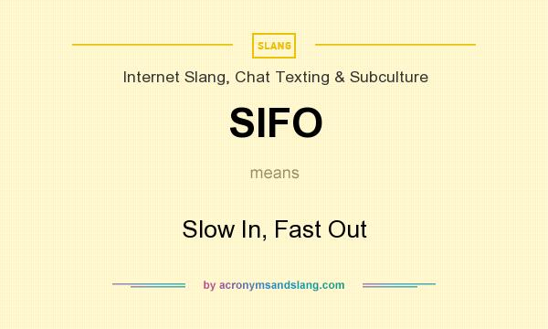 What does SIFO mean? It stands for Slow In, Fast Out