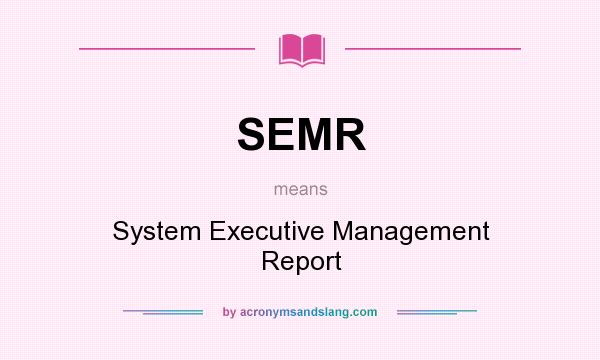 What does SEMR mean? It stands for System Executive Management Report