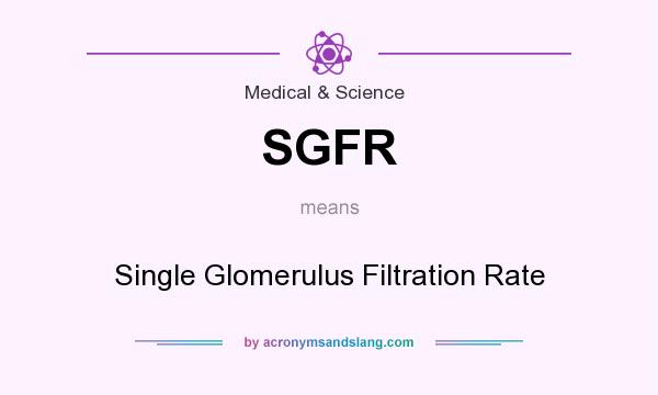 What does SGFR mean? It stands for Single Glomerulus Filtration Rate