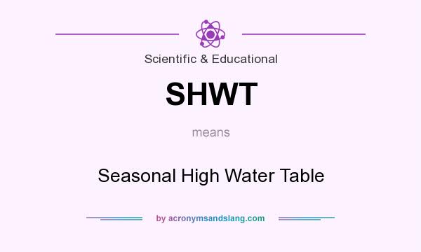 What does SHWT mean? It stands for Seasonal High Water Table