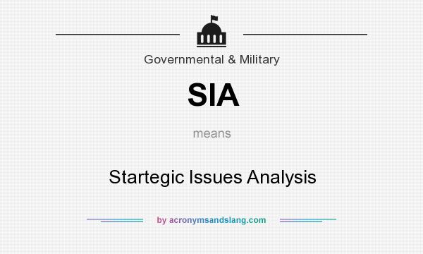 What does SIA mean? It stands for Startegic Issues Analysis