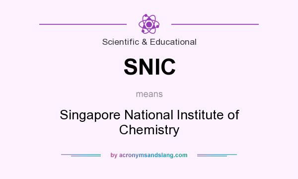 What does SNIC mean? It stands for Singapore National Institute of Chemistry