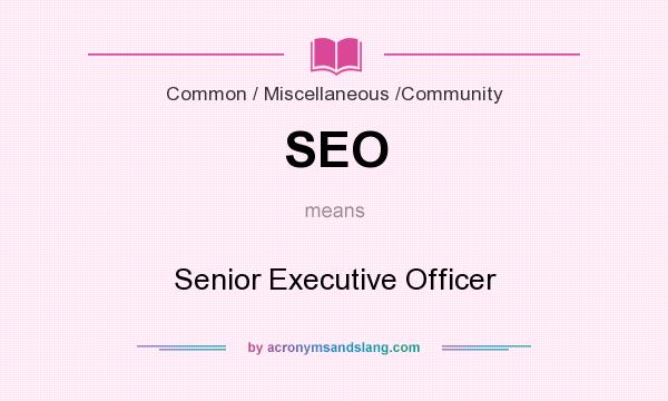 What does SEO mean? It stands for Senior Executive Officer