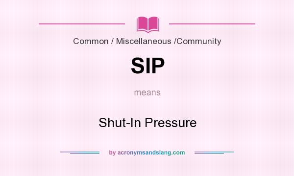 What does SIP mean? It stands for Shut-In Pressure