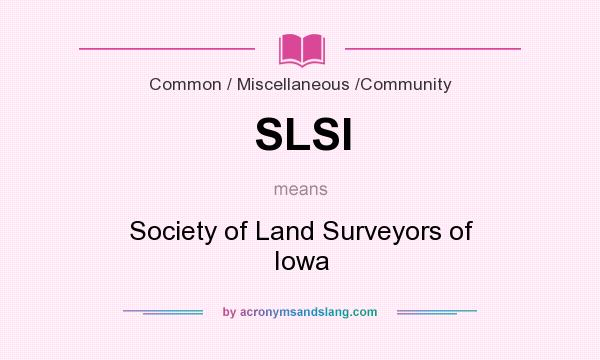 What does SLSI mean? It stands for Society of Land Surveyors of Iowa