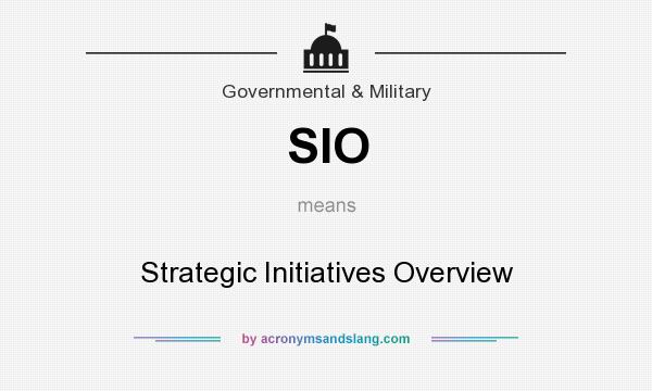 What does SIO mean? It stands for Strategic Initiatives Overview