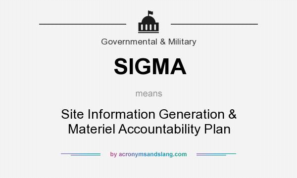 What does SIGMA mean? It stands for Site Information Generation & Materiel Accountability Plan