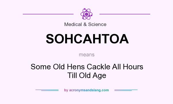 What does SOHCAHTOA mean? It stands for Some Old Hens Cackle All Hours Till Old Age