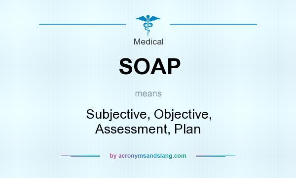 What does SOAP mean? It stands for Subjective, Objective, Assessment, Plan