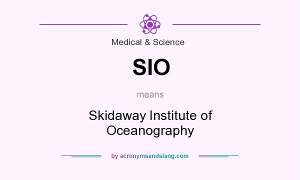 What does SIO mean? It stands for Skidaway Institute of Oceanography
