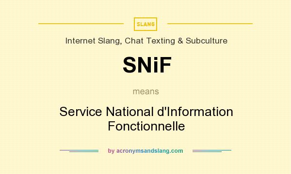 What does SNiF mean? It stands for Service National d`Information Fonctionnelle