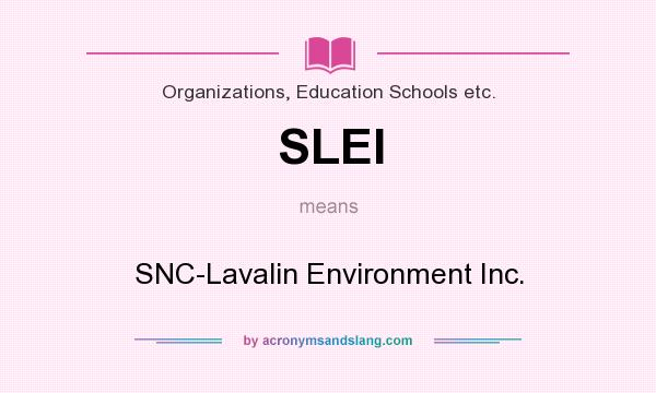 What does SLEI mean? It stands for SNC-Lavalin Environment Inc.