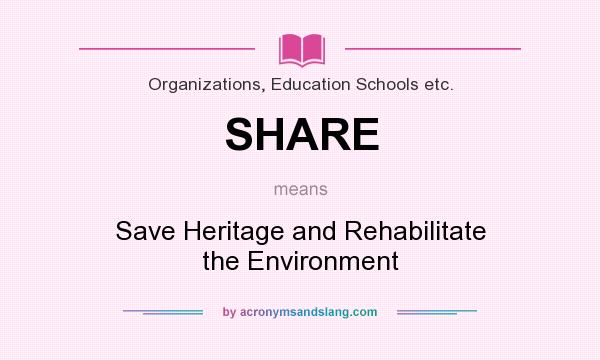 What does SHARE mean? It stands for Save Heritage and Rehabilitate the Environment