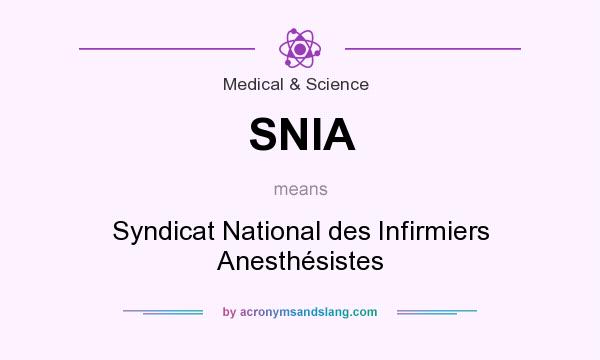 What does SNIA mean? It stands for Syndicat National des Infirmiers Anesthésistes
