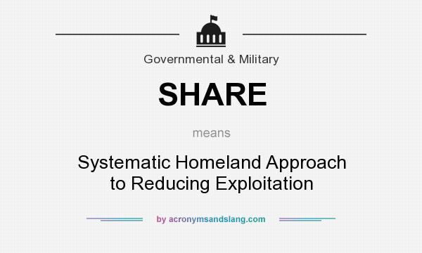 What does SHARE mean? It stands for Systematic Homeland Approach to Reducing Exploitation