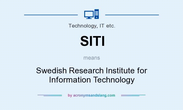 What does SITI mean? It stands for Swedish Research Institute for Information Technology