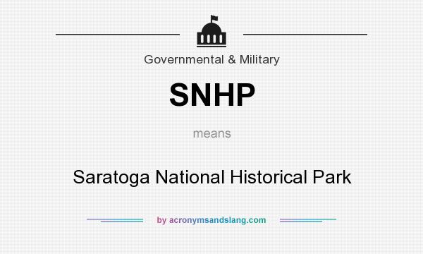 What does SNHP mean? It stands for Saratoga National Historical Park