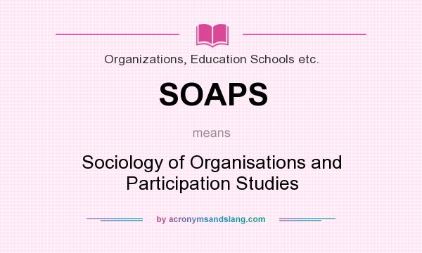 What does SOAPS mean? It stands for Sociology of Organisations and Participation Studies