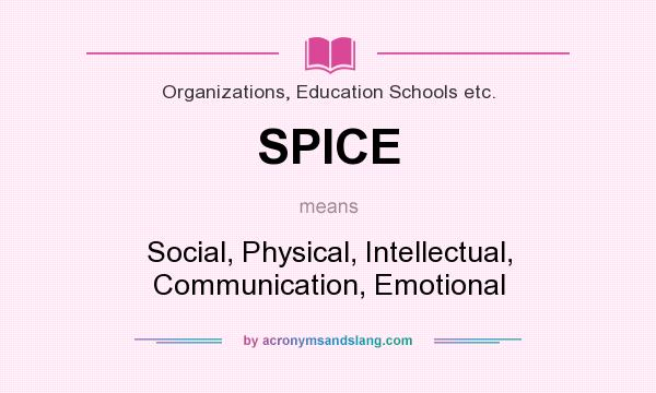 What does SPICE mean? It stands for Social, Physical, Intellectual, Communication, Emotional