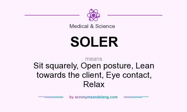 What does SOLER mean? It stands for Sit squarely, Open posture, Lean towards the client, Eye contact, Relax