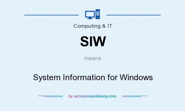 What does SIW mean? It stands for System Information for Windows