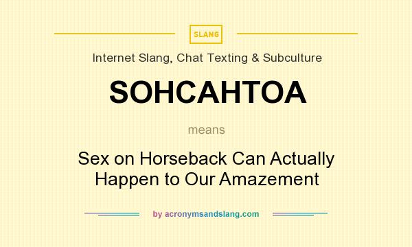 What does SOHCAHTOA mean? It stands for Sex on Horseback Can Actually Happen to Our Amazement