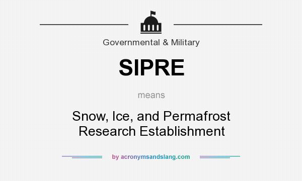 What does SIPRE mean? It stands for Snow, Ice, and Permafrost Research Establishment