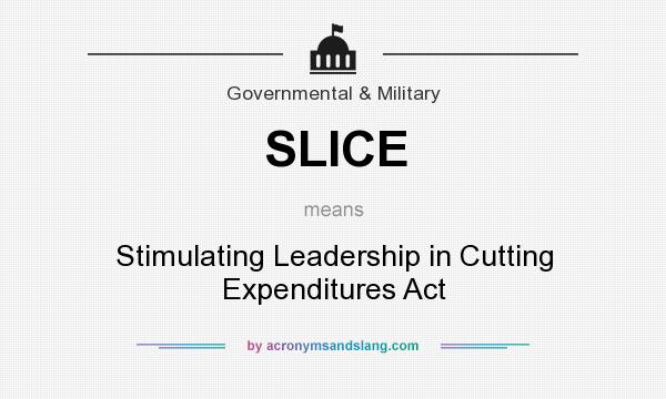 What does SLICE mean? It stands for Stimulating Leadership in Cutting Expenditures Act