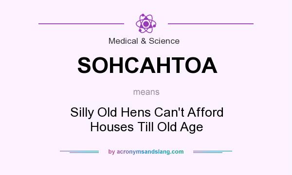 What does SOHCAHTOA mean? It stands for Silly Old Hens Can`t Afford Houses Till Old Age