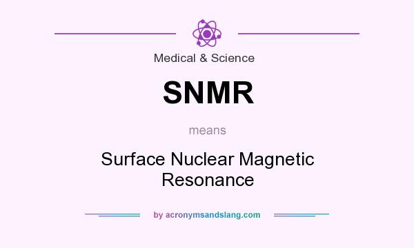 What does SNMR mean? It stands for Surface Nuclear Magnetic Resonance