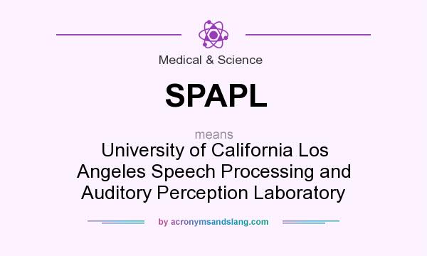 What does SPAPL mean? It stands for University of California Los Angeles Speech Processing and Auditory Perception Laboratory